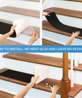 Stair Treads Carpet Non Slip Indoor Stair Runners For Wooden Steps Set Of 15 8 By 30 Inches Black Anti Slip Backing Installation