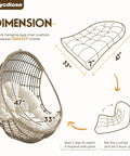 Waterproof Outdoor Egg Chair Cushion Replacement For Hanging Egg Chairs 47x33x7 Inches U Shaped Thick Pad Cream Mega Comfy Water Resistant Pad For Hammock Swing Chairs