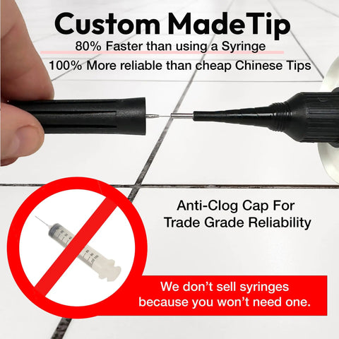 Image showing Extra Strength Floor And Tile Adhesive for Loose Or Hollow Tiles and Squeaky Wood Floors with custom tip and anti-clog cap.