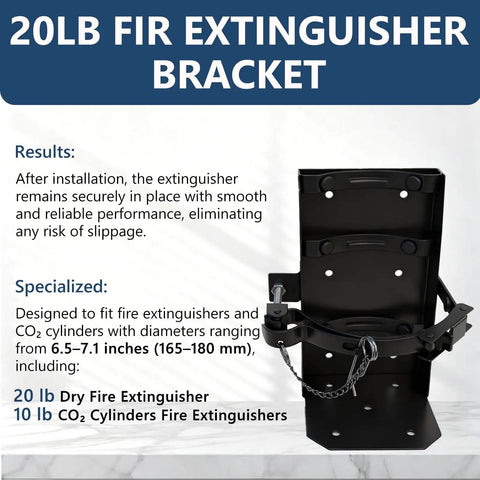 Beefy Heavy Duty Fire Extinguisher Wall Mount Bracket For 20Lb Dry Chemical And 10Lb CO2 Units ST12 Steel Construction
