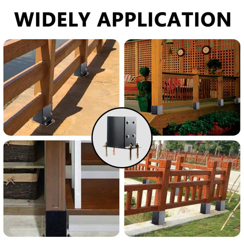 Railing Post Base 4X4 Real Size 3.5X3.5 Inches 10 Pack Black With Screws Heavy Duty Ground Anchor For Decks Gates Fences Mailboxes