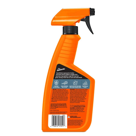Get Your Ride Looking Sharp With This Multi Purpose Car Cleaner Spray In 16 Fl Oz showing orange spray bottle side view.
