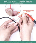 Hands holding Flexible Back Probe Kit With Ultra Thin 1mm Steel Needles For Tight Car Wiring Access, showing probe use.