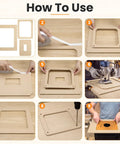 Step-by-step guide showing No Sweat Router Table Insert Plate Template Kit With Solid Density Board Quickset Threaded Inserts.