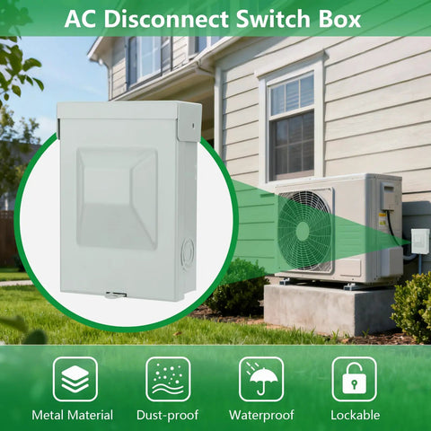 Field Ready 60A AC Disconnect Box With Non Fused Pull Out Switch For Outdoor Condensers Heat Pumps Ev Chargers And Hvac Guys providing dead simple power shutoff, outdoor installation.