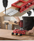 Pro Grade Aluminum Door Hinge Jig And Router Template for Diy Woodworking, adjustable mortiser in use on wood plank