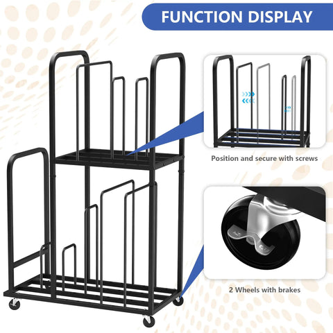 Two Tier Mobile Carton Cart With Eight Adjustable Dividers Rolling Packing Station For Home Or Warehouse built tough with secure screw positions.