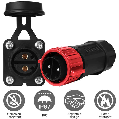 Beefed Up Trolling Motor Plug And Receptacle Set For 12V 24V 36V And 48V Boats, waterproof marine DC power connector with cap