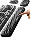 Ergonomic Wrist Rest For Keyboard And Mouse, Memory Foam Arm Cushion With Soft Lycra Cover shown with keyboard and mouse