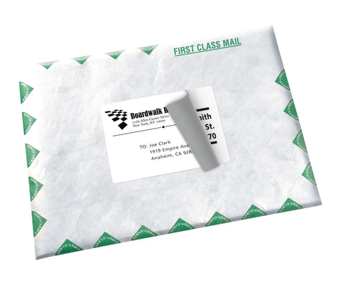 Kick Your Shipping Game With Smooth Operator Laser Compatible Labels Featuring Sure Feed Tech For Zero Jamming Hassles 3.5 X 5 Inches white envelope with mailing label.