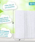 4 By 12 Inch Home Air Vent Filters Pack Of 12 For Floor Register Vents, Electrostatically Charged To Trap Dust Smoke And Pollen