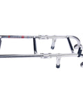 3 Step Stainless Steel Stern Mount Pontoon Boat Ladder with rubber grips folded side view