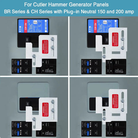 Generator Interlock Kit For BR Series 150 And 200 Amp Panels, Horizontal Interlock, Spacing Between Main And Branch Breakers