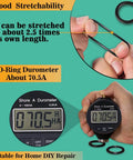 1020 Piece O Ring Kit With 20 Sizes Nitrile Rubber O Rings 1mm To 25mm Inner Diameter, stretchability demo and 70.5A Durometer display