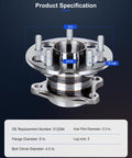 Rear Wheel Hub Bearing Assembly For AWD Ready To Roll Fits Lexus RX330 2004 To 2006 RX350 2007 To 2009 RX400h 2006 To 2008 Highlander 2004 To 2013 Venza 2009 To 2013 5 Lug 512284 Without ABS, 5-lug design with specifications shown.