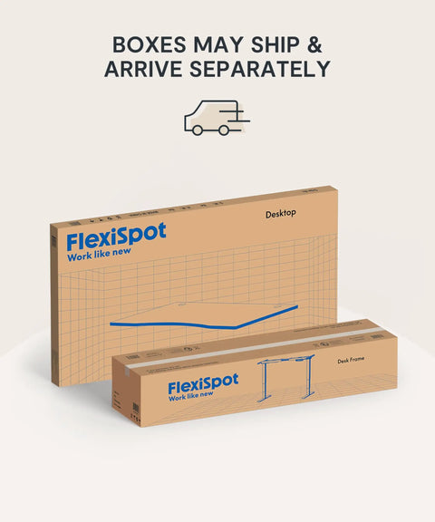Packaging for Sturdy Bamboo Standing Desk With 3 Stage Dual Motor Lift For A Smooth Easy Sit Stand Transition 55 By 28 Inch
