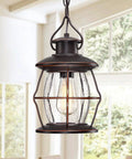 Outdoor Pendant Light For Porch And Patio, Farmhouse Exterior Hanging Fixture With Adjustable Chain, Oil Rubbed Bronze Finish With Bubble Glass For Front Door Ceiling Entryway Porch Light