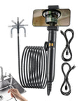Built Like A Tank Compact Borescope With Flex Head For Snaking Through Tight Conduits On Rough Crewsites Fully Waterproof Industrial Endoscope showing flexible probe and smartphone setup.