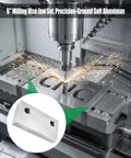 Six Inch Milling Vise Jaws Set in Soft Aluminum, Replacement Jaws for 6 Inch Vises, Built for Side Milling, Deep Slot Work, and Small Parts, GMT Style Compatible, Similar to Go To Vise Jaws for Max Clearance. CNC vise jaws on milling vise