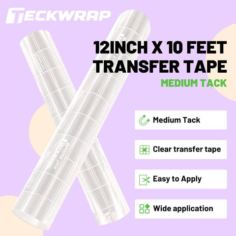 Clear Transfer Tape For Vinyl With Alignment Grid, 12 Inch By 10 Ft rolls, printable HTV ready, shown with grid pattern details.