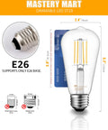 Diagram showing E26 base of 10 Pack Vintage Edison Style LED Bulbs E26 5.5W Equivalent To 60W Dimmable Soft White 2700K Clear Glass ST19