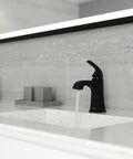 Bathroom with Bellance Matte Black Single Handle Bathroom Sink Faucet With Push And Seal Drain, modern vanity tap installation