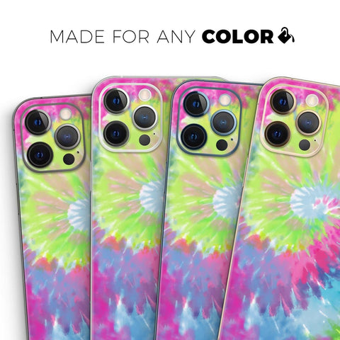 Full Body Skin Decal Wrap Kit for iPhone 11 With Spiral Tie Dye Pattern V7 display on multiple phones