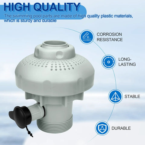 Large Inlet Air Nozzle For Above Ground Pool Pumps 1900 2450 GPH, pro grade inlet air jet kit with strainer grid replacement