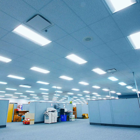 Office setting lit by 24 Inch T8 Fluorescent Tube Light Bulb 17W 6500K Daylight 1350 Lumens G13 Base Bi Pin 4 Pack Energy Saving