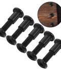 Set Of Five Heavy Duty Binding Screws And Countersunk Cap Nuts For Furniture Hardware And Leather Craft Projects with black finish.