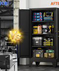 Tall 47.2 Inch Metal Garage Storage Cabinet With Door And Adjustable Shelves For Indoor And Outdoor Use Heavy Duty Steel Tool Cabinet