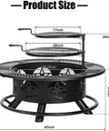 42 Inch 3 In 1 Fire Pit With Two Grills Lid And Tabletop Heavy Duty Outdoor Wood Burning Fire Pit dimensions graphic