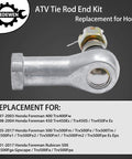 Honda Foreman Tie Rod End Kit For 1997-2017 ATV 400 450 500 Bolt-On Direct Fit Easy Install Replacement Ball Joints, OE Spec Quality, Long-Lasting Steering Linkage Upgrade. silver tie rod end with ball joint for Honda ATV steering replacement