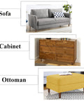 Mid Century Modern Solid Wood Furniture Legs Walnut Finish Six Inch Replacement Couch Cabinet And Dresser Legs with Mounting Plates Pack Of Four on sofa, cabinet, and ottoman.