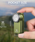 HD03 EDC Rechargeable Clip On Flashlight With 680 Lumens 8 Modes Including Moon Turbo SOS Beacon High CRI 90 in hand, 60mm size shown