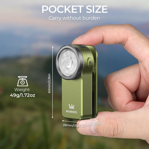 HD03 EDC Rechargeable Clip On Flashlight With 680 Lumens 8 Modes Including Moon Turbo SOS Beacon High CRI 90 in hand, 60mm size shown