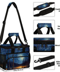 Dope Insulated Picnic Backpack With Lunch Box for women and men, blue design with adjustable strap, sturdy handle, and metal zipper