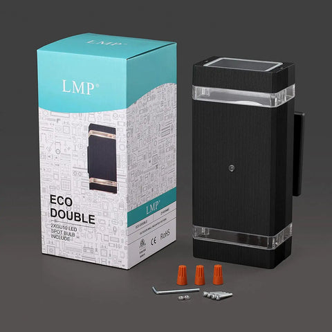 Dusk To Dawn Outdoor Wall Light Sensor LED Sconce 5W Exterior Lighting IP65 Waterproof beside its box and mounting hardware