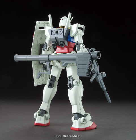 Back view of Gundam RX-78-2 Revive 1/144 Scale Gunpla Model Kit with Modern Proportions and articulated joints in a pose.