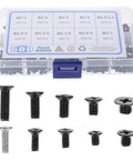 Laptop Repair Screw Kit 500 Pieces With Flat Head Self Tapping Machine Screws In Carbon Steel Assorted Sizes and clear labels