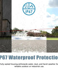 Wall Mount Photoelectric Beam Sensor For Short Range Gates showing IP67 waterproof protection in rain and harsh weather conditions.