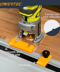 Router Guide Rail Adapter For Ryobi P601 PCL424 PCL424B And Ridgid R2911 Trim Routers on wooden surface with guide rails