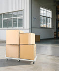 Heavy Duty 2000 Lbs Capacity Moving Dolly With 6 Smooth Wheels And 3 Brakes, Adjustable Telescoping Steel Furniture Mover For Frige And Washer, Super Tough White Roller Cart For Office Moves carrying cardboard boxes indoors.