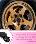Pack Of Four Black Car Wheel Center Hubcaps Rock Solid Abs Plastic Snap On Rim Covers Universal Fit On Gold Wheel