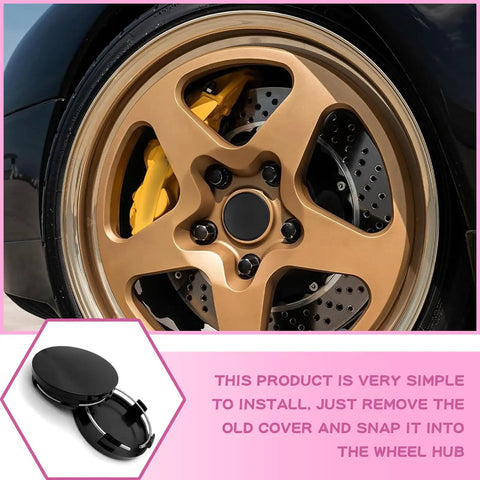 Pack Of Four Black Car Wheel Center Hubcaps Rock Solid Abs Plastic Snap On Rim Covers Universal Fit On Gold Wheel