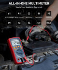 Digital Multimeter Pro Grade With True RMS And Auto And Manual Ranging, 4000 Counts Voltmeter in use on car battery
