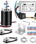 All In One 12V 24V DC Geared Motor Kit With Speed Controller 3500 7000 RPM high-speed permanent magnet motor, GT2 pulleys, belts.