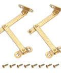 Two Pack Brass Lid Support Hinges For Cabinets 3 By 2 Inch Gold Tone Lid Stay Hinges With Screws Included Heavy Duty