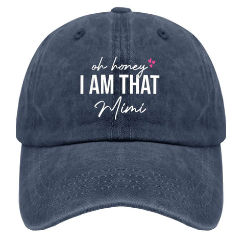 Fresh Daily Dope Comfort Women Navy Blue Adjustable Cap With Soft Feel And Luxe Comfort featuring 'I Am That Mimi' text