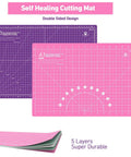 Pink A3 cutting mat from 45mm Rotary Cutter Set With Ergonomic Handle, Five Extra Rotary Blades And Ten Replacement Blades